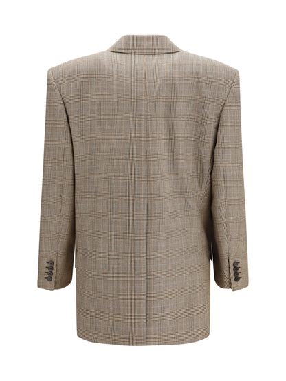 Saint Laurent Prince of Wales Houndstooth wool Blazer - Beige Marron Marine