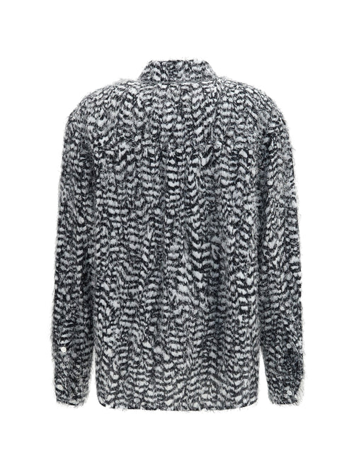 Bottega Veneta Viscose Shirt with fil coupé feathers - Parchment/Black