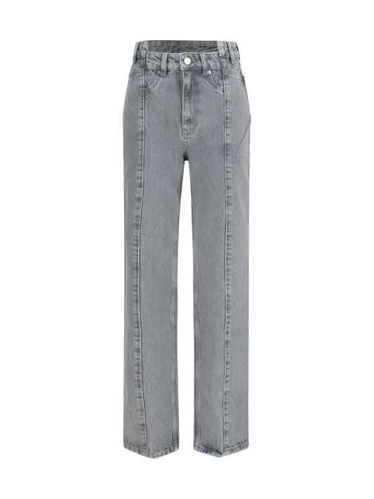 Ganni Rigid denim cuffed Jeans - Light Grey Stone