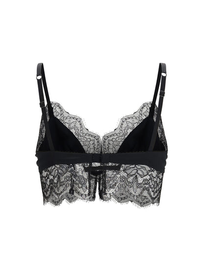 Dolce & Gabbana Satin soft-cup bralette Bra with lace - Black