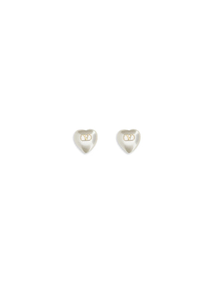 Valentino Garavani VLogo Signature Earrings in metal and pearls - Gold/Cream