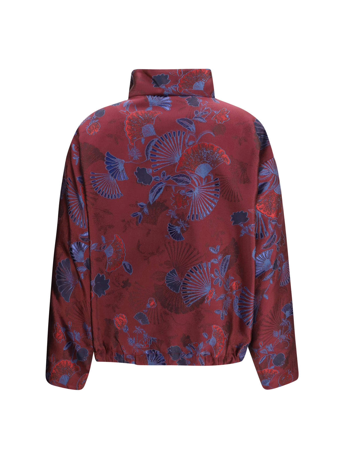 Giorgio Armani Full-zip Jacket in silk-blend jacquard with ginkgo motif - Sassafras