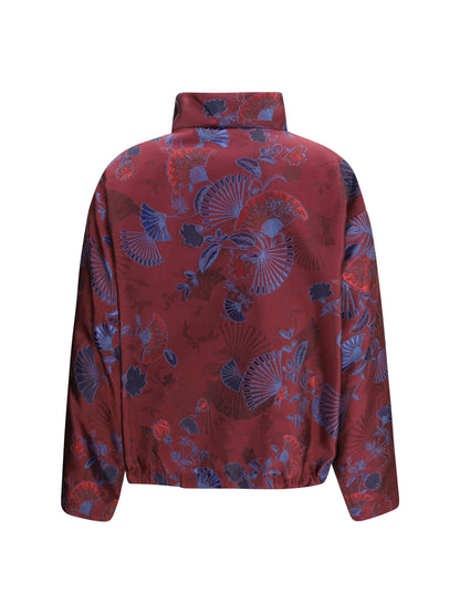 Giorgio Armani Full-zip Jacket in silk-blend jacquard with ginkgo motif - Sassafras