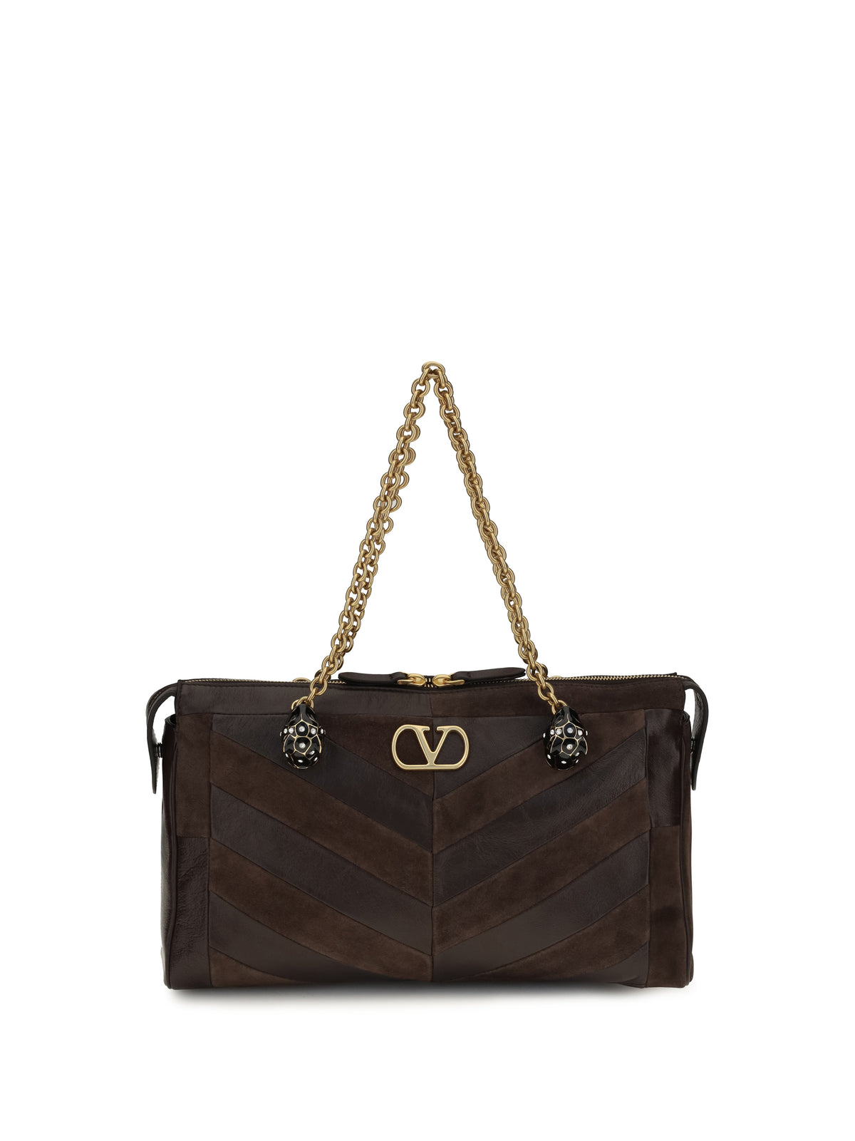 Valentino Garavani Medium Panthea Shoulder Bag - Ebony Brown/Oak Brown