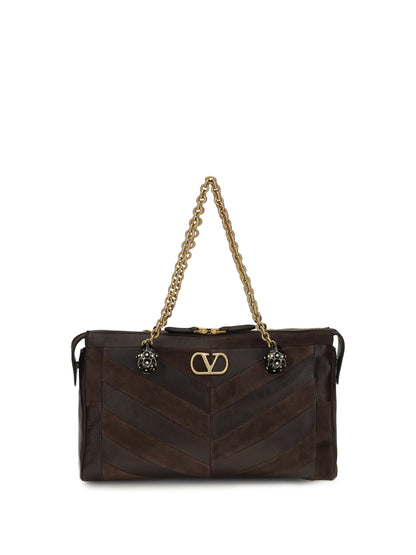 Valentino Garavani Medium Panthea Shoulder Bag - Ebony Brown/Oak Brown