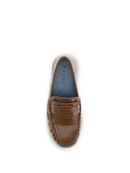 MARNI Leather Loafers with tassels and foldable heel