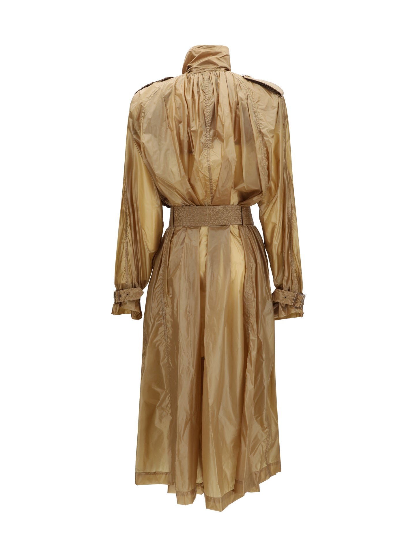 SAINT LAURENT Translucent technical fabric Trench with lavallière collar