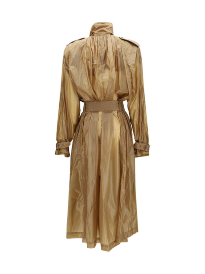 SAINT LAURENT Translucent technical fabric Trench with lavallière collar