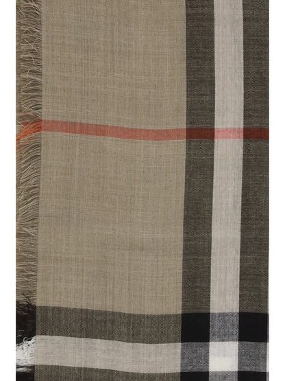 Burberry Check reversible wool and silk Scarf - Sand/Vole Brown