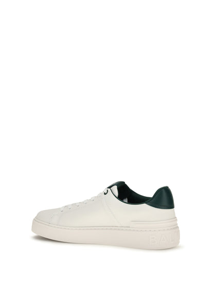Balmain B-Court leather Sneakers - Blanc/Vert Bouteille