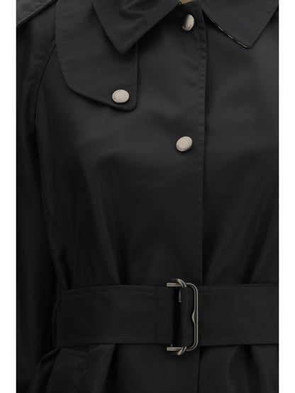 BURBERRY Long nylon Car Coat with hood
