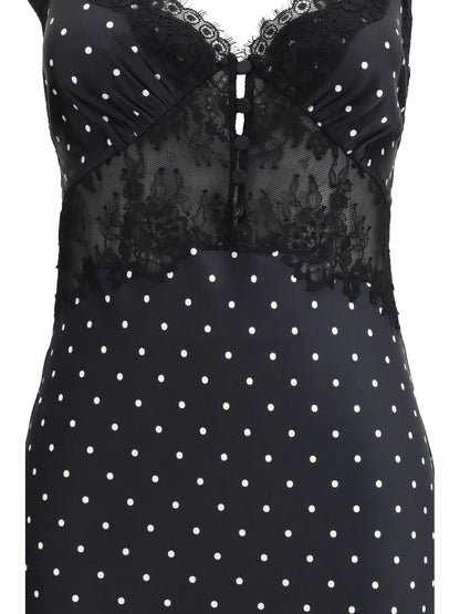 SELF-PORTRAIT Polka dot satin maxi Dress
