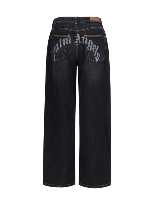 Palm Angels Wide-leg Jeans with back logo - Vintage Black