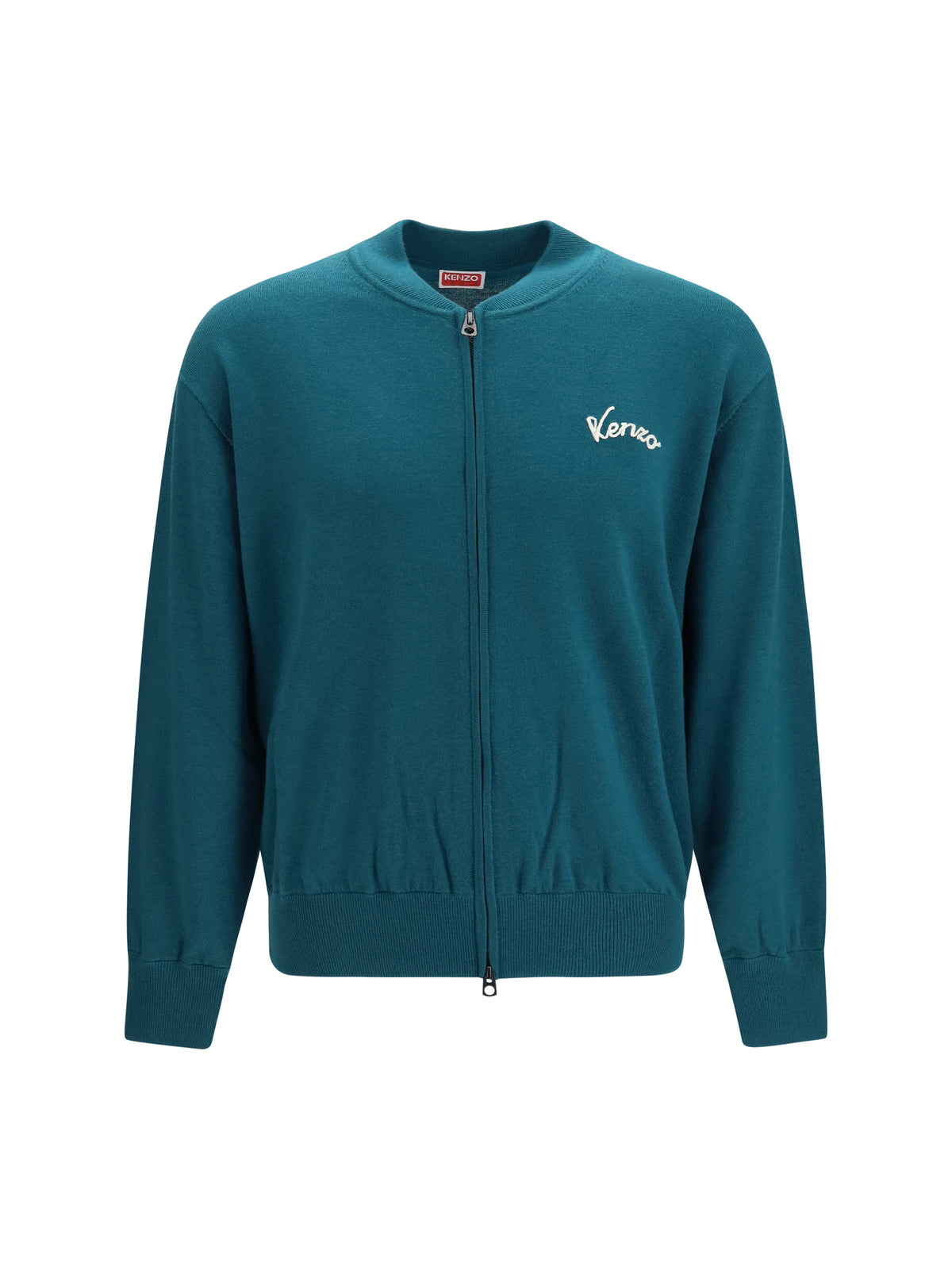 Kenzo Kenzo Eiffel Tower Design wool zip Cardigan - Bottle Green