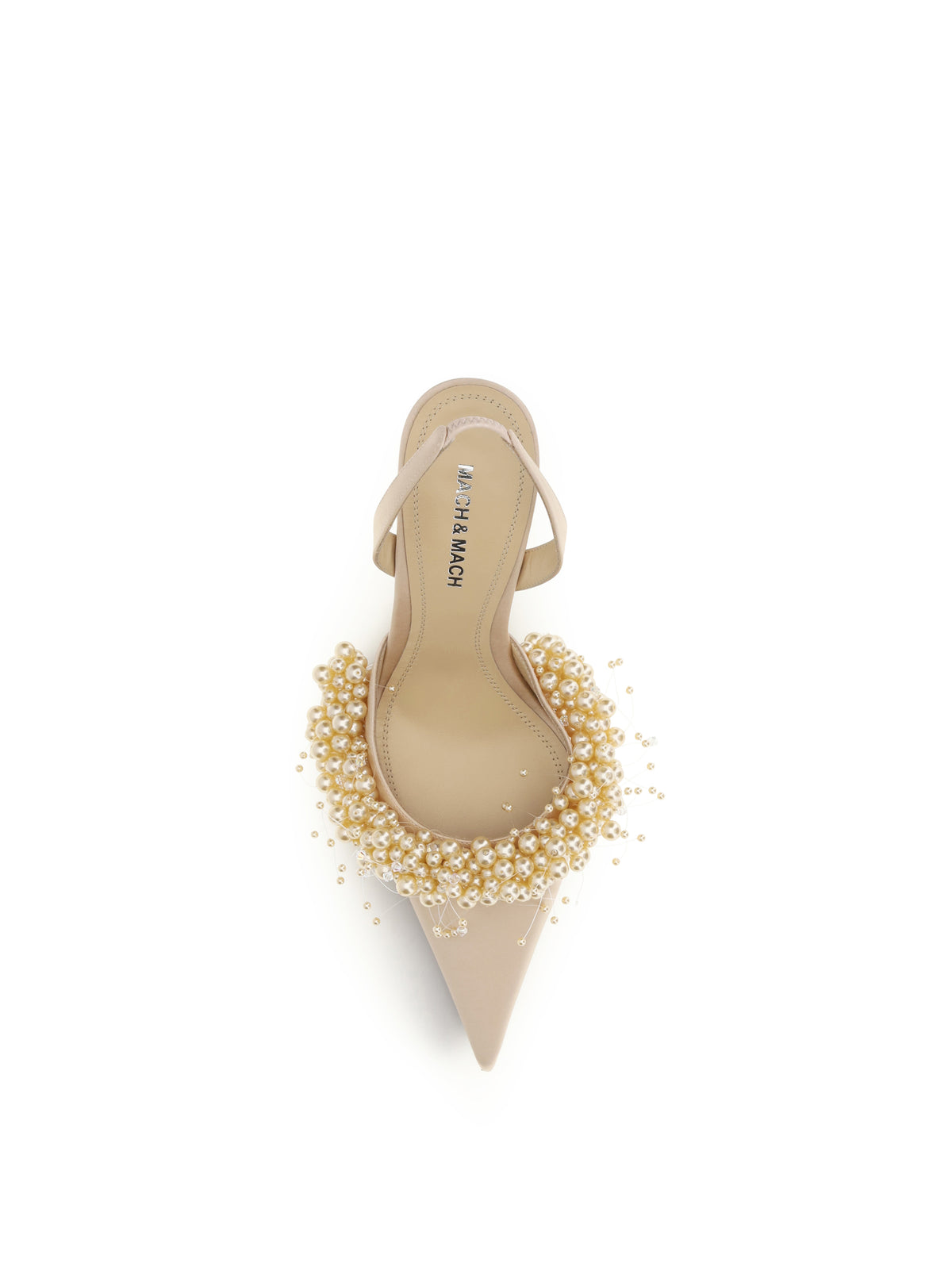 Mach & Mach Slingback Pumps with pearls - Golden