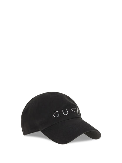 Gucci Rhinestone logo Baseball Cap - Black