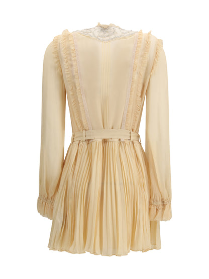 SELF-PORTRAIT Pleated georgette mini Dress