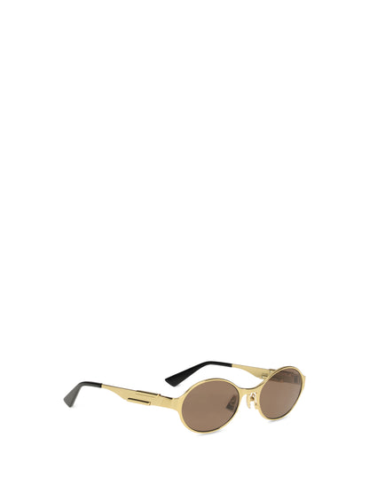 Bottega Veneta Oval Sunglasses - Gold-Gold-Brown