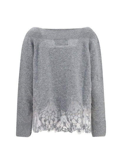 Ermanno Scervino Boat neck lace Sweater - Grey