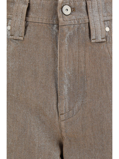 Brunello Cucinelli Lurex wide-leg Jeans - Beige/Silver