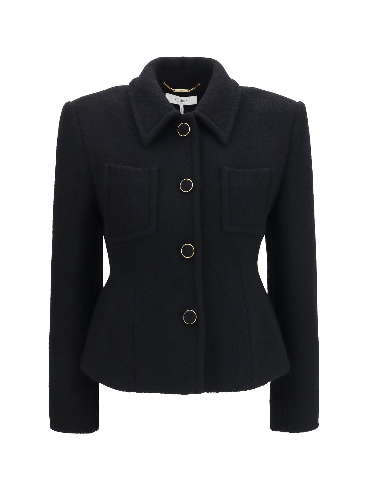 Chloé Cropped single-breasted Blazer with fabric buttons - Black