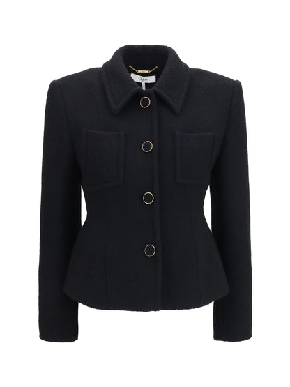 Chloé Cropped single-breasted Blazer with fabric buttons - Black