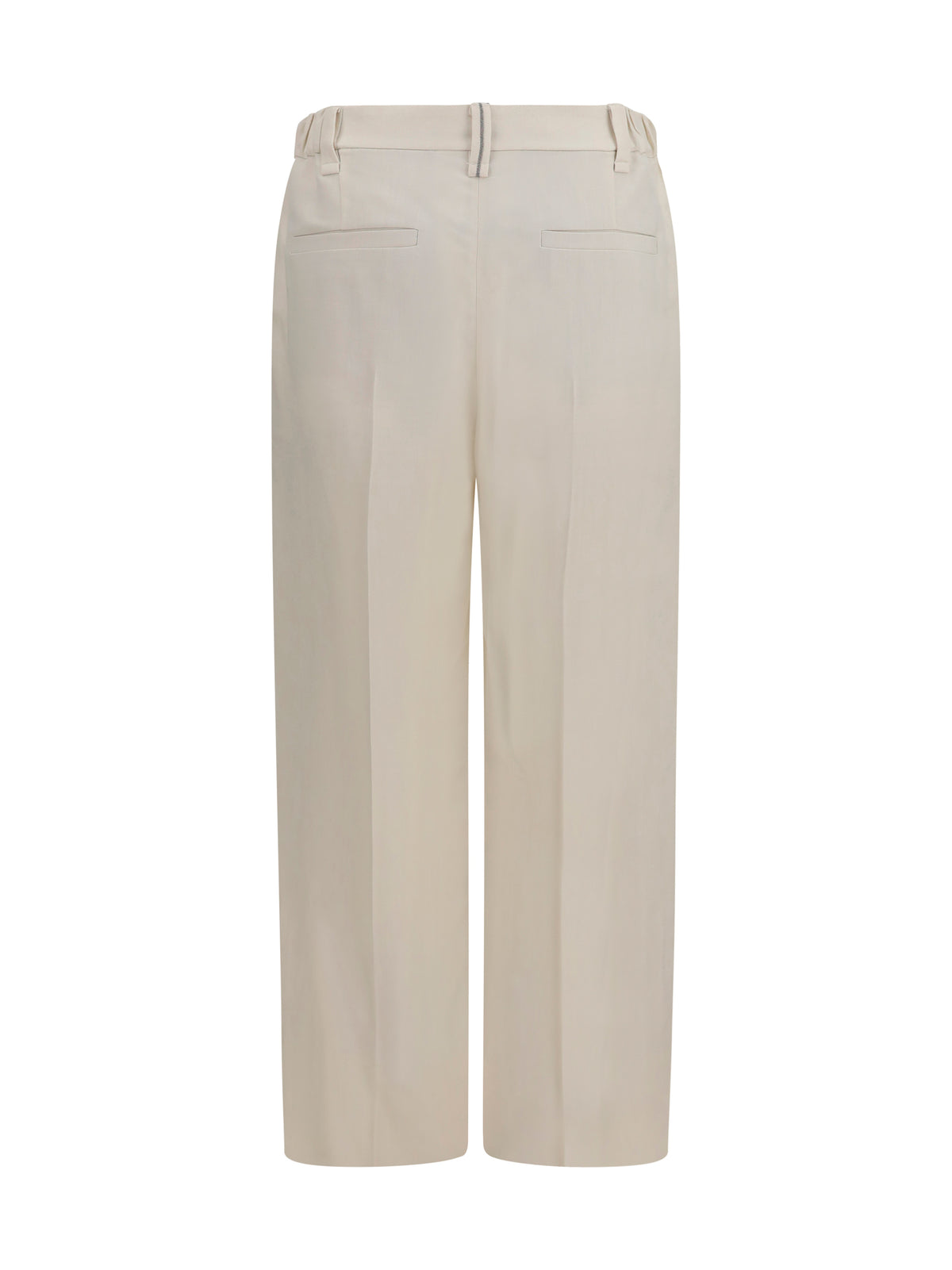 Brunello Cucinelli Cigarette Pants in fluid viscose and linen twill - Cream