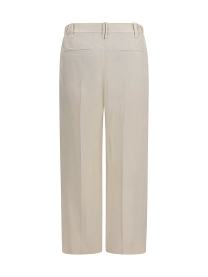 Brunello Cucinelli Cigarette Pants in fluid viscose and linen twill - Cream