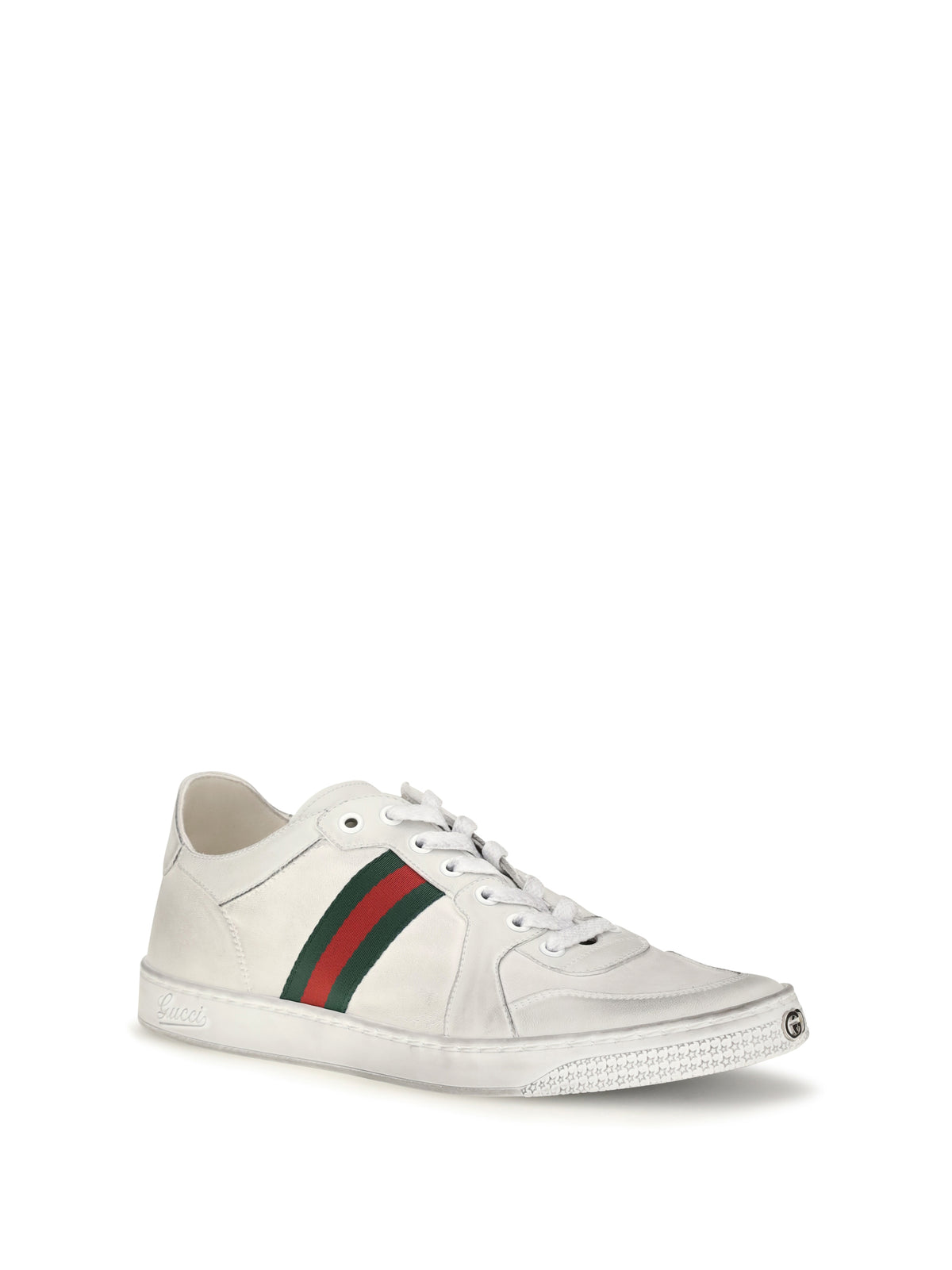 Gucci Stretch leather Sneakers - White/White/Vrv