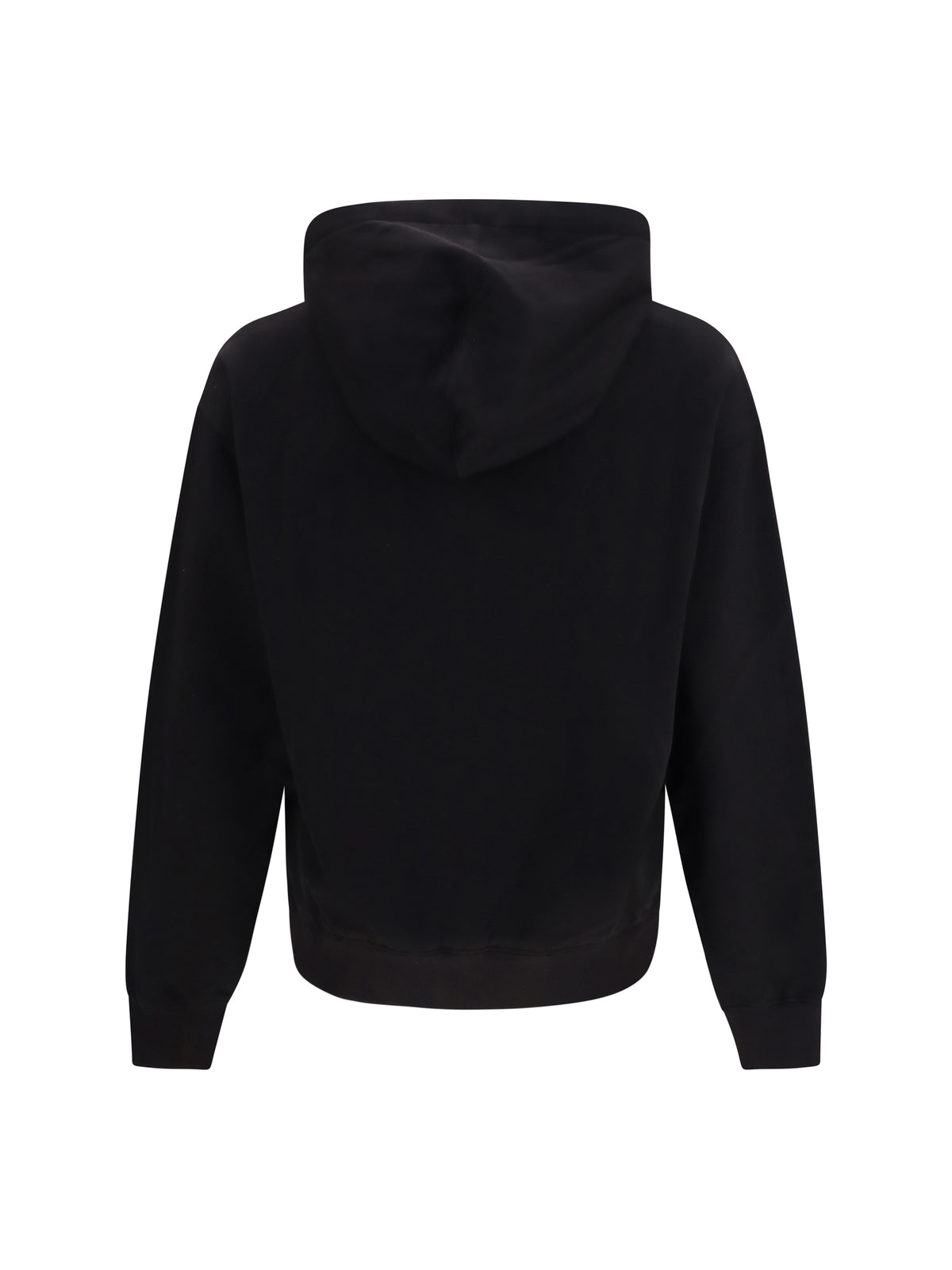 Dolce & Gabbana Cotton Hooded Sweatshirt with DG plaque - Black