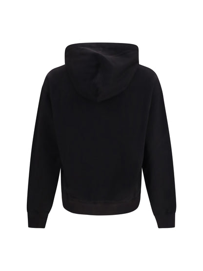 Dolce & Gabbana Cotton Hooded Sweatshirt with DG plaque - Black