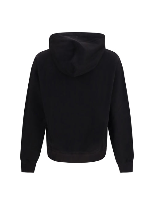 Dolce & Gabbana Cotton Hooded Sweatshirt with DG plaque - Black