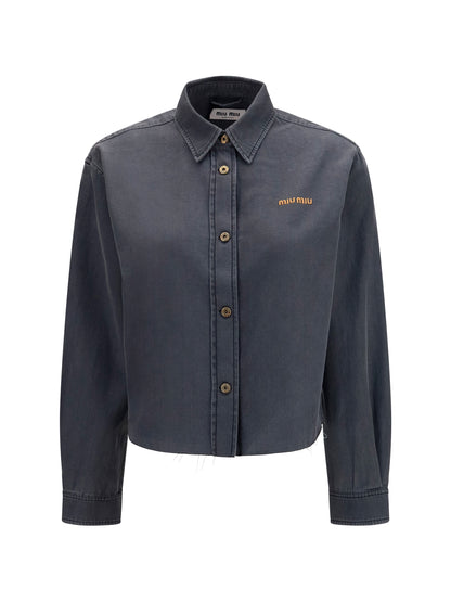 Miu Miu Denim-style cotton Shirt - Black