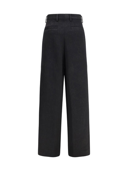 Dries Van Noten Wide-leg Pants with all-over jacquard pattern - Black