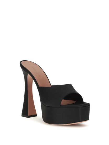Amina Muaddi Dalida satin Sandals - Black Satin