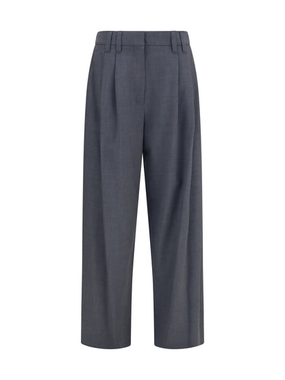 Brunello Cucinelli Tropical wool tailored Pants with Monili detail - Grey Lignite