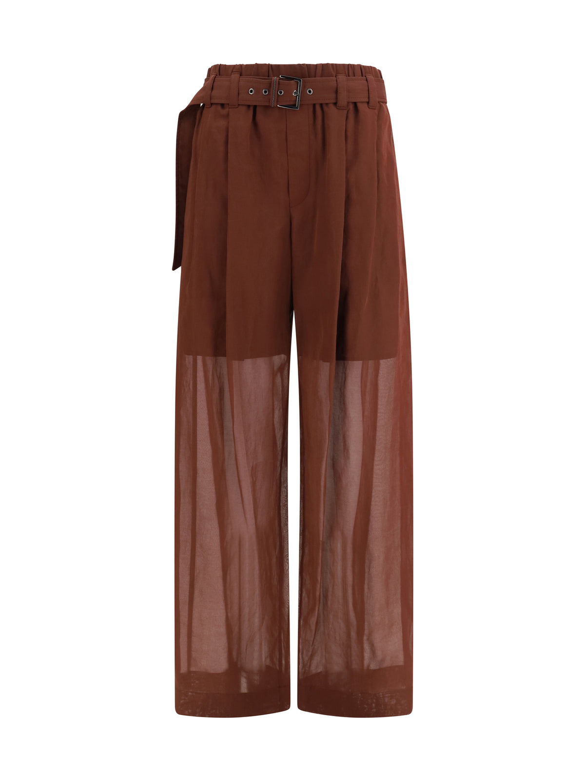 Brunello Cucinelli Cotton loose Pants with monili - Mulberry