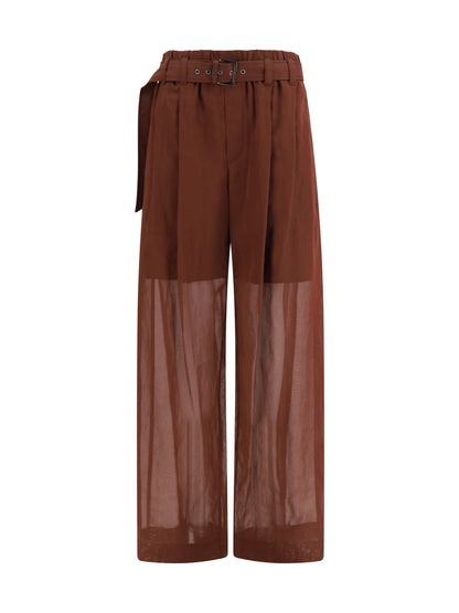 Brunello Cucinelli Cotton loose Pants with monili - Mulberry