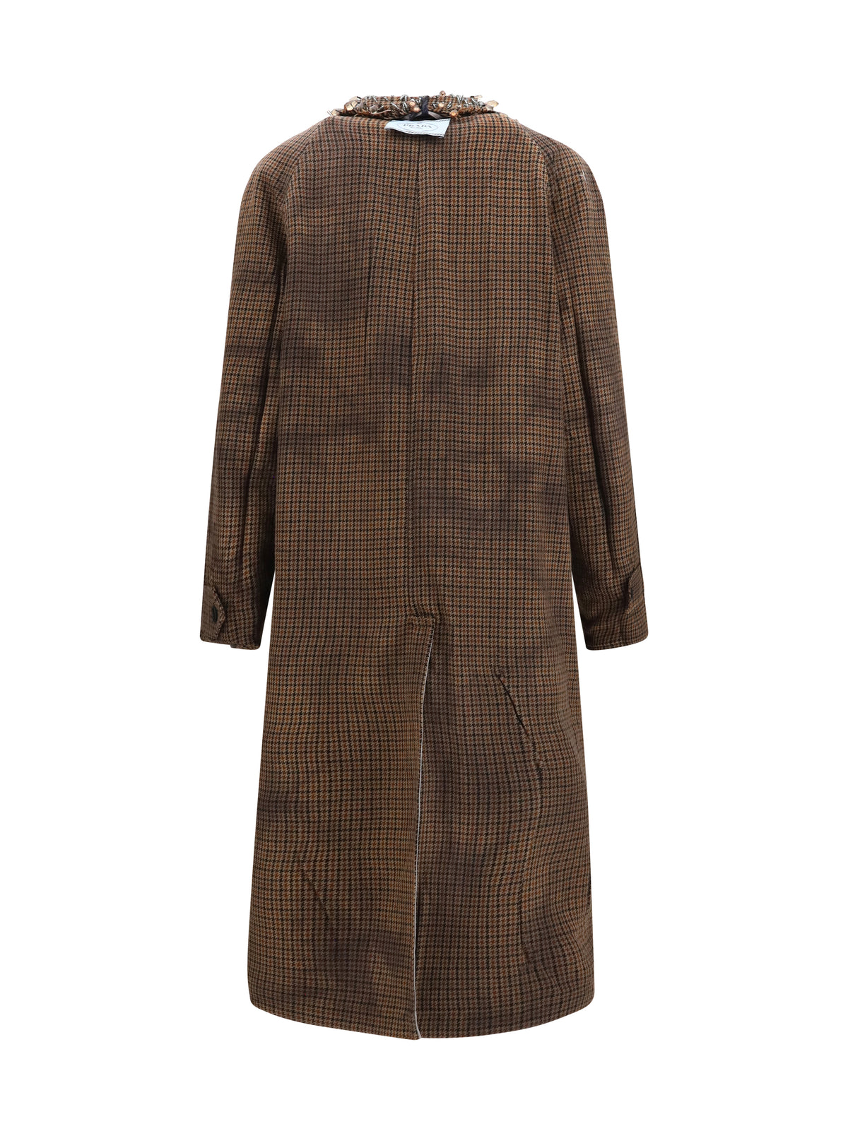 Prada Reversible single-breasted coat with gocce details - Acciaio+Tabacco