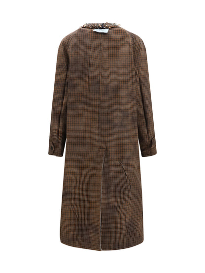 Prada Reversible single-breasted coat with gocce details - Acciaio+Tabacco