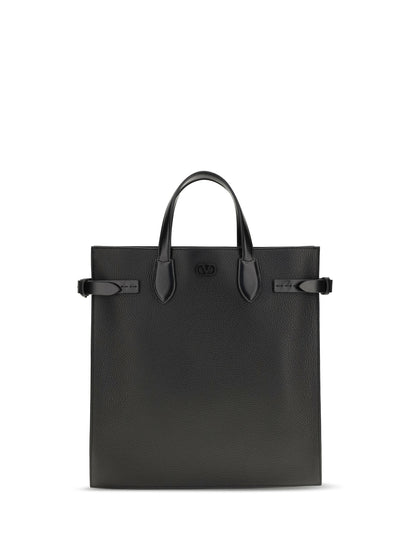 Valentino Garavani Medium Antibes grained leather Shopping Bag - Black