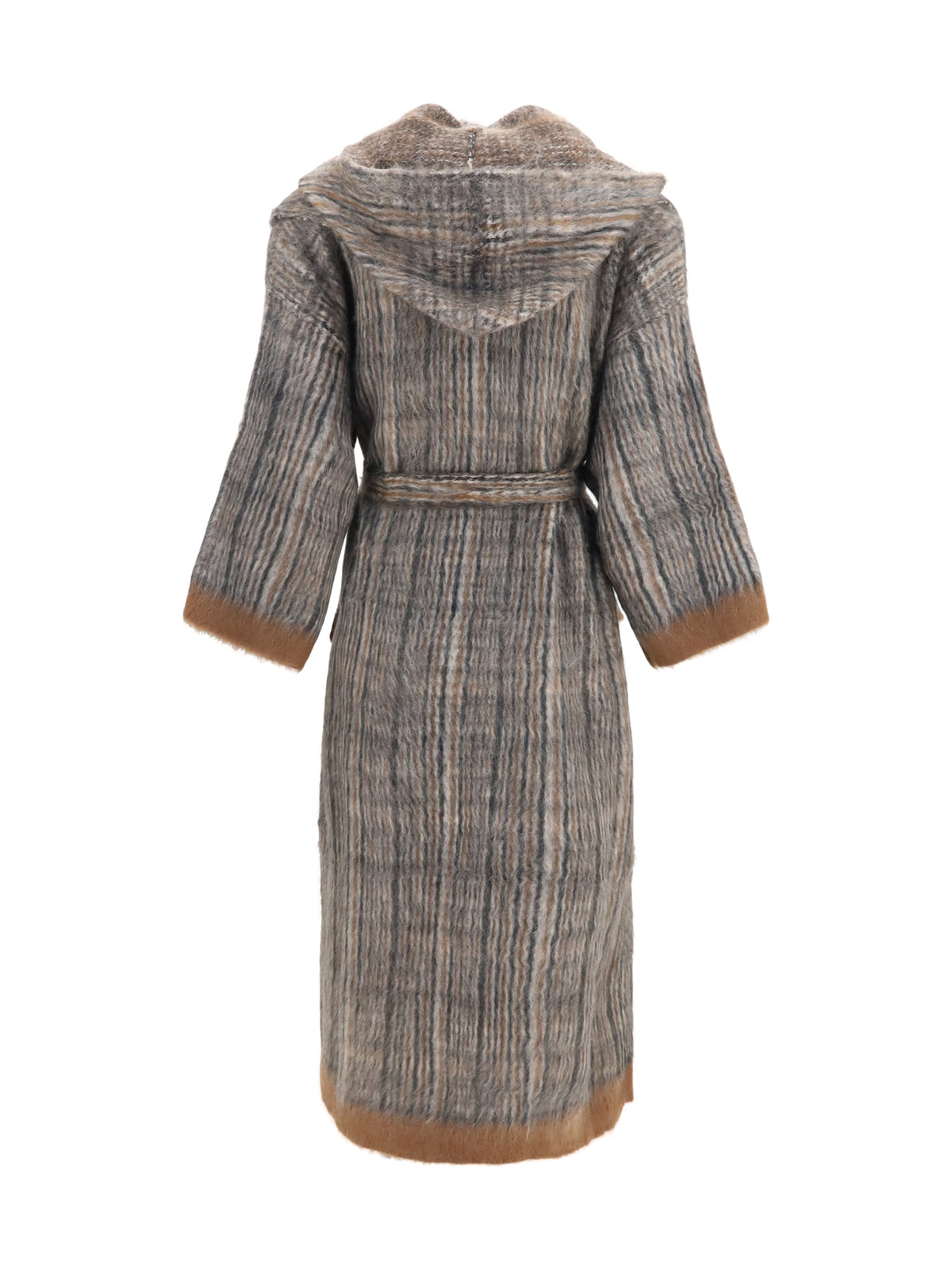 Brunello Cucinelli Prince of Wales double-knit mohair and wool Coat with scarf - 9179+055+9920