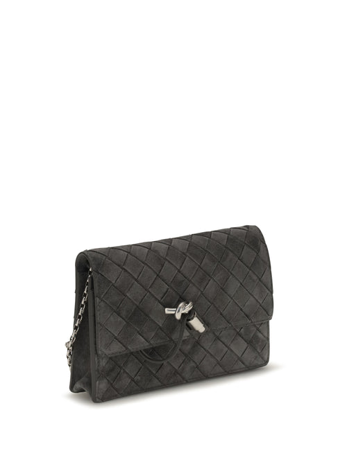 Bottega Veneta Andiamo suede Shoulder Bag - Obsidian Grey-Silver