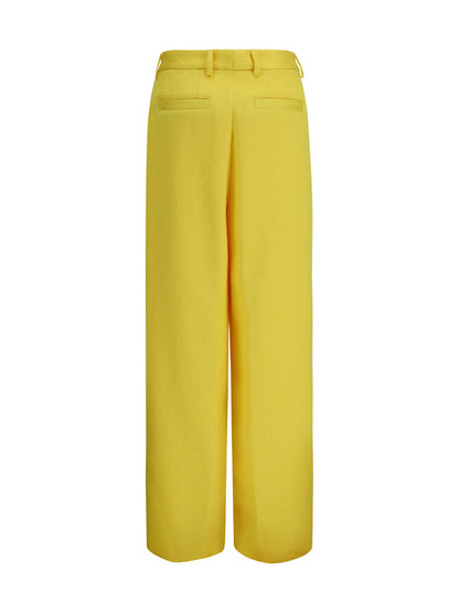 Dries Van Noten Wide-leg Pants with all-over jacquard pattern - Yellow