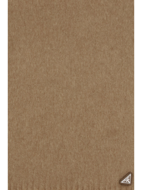 Prada Silk and cashmere Scarf with fringes - Camel