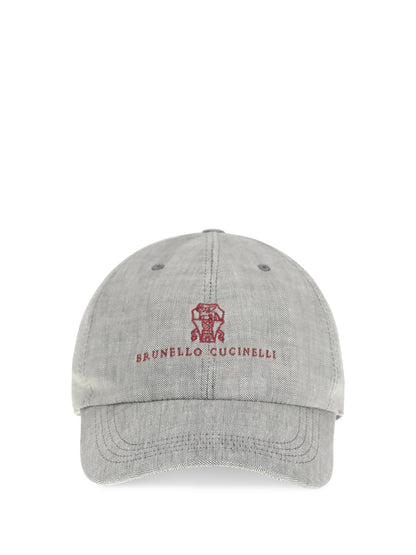 BRUNELLO CUCINELLI Baseball Cap in linen and virgin wool