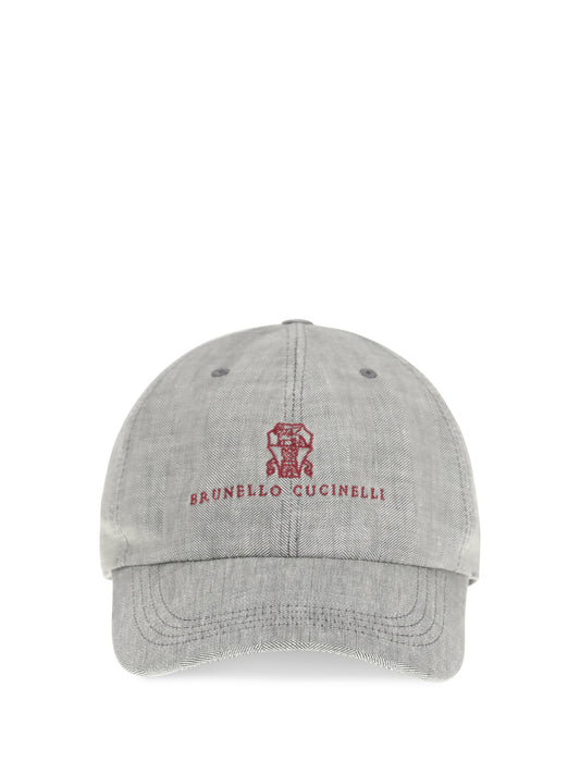 BRUNELLO CUCINELLI Baseball Cap in linen and virgin wool