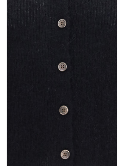 Our Legacy Mazzy Polo Sweater in alpaca blend - Black Fuzzy
