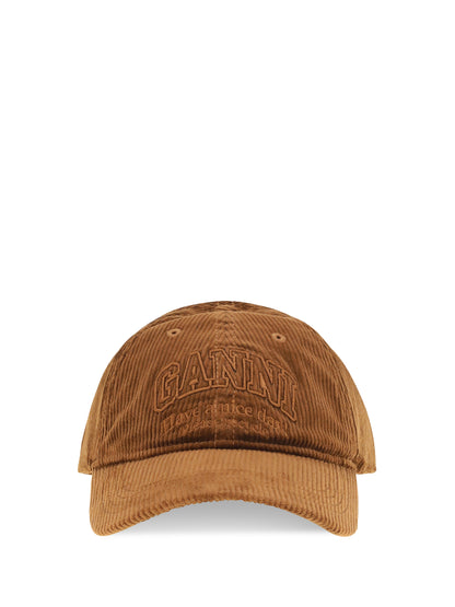 Ganni Corduroy Cap - Tortoise Shell