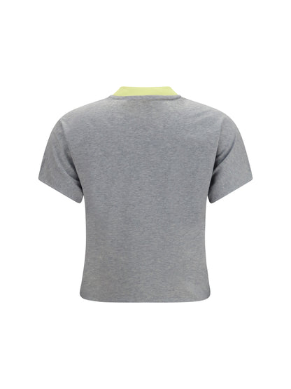 Versace Logo cotton T-shirt - Light Grey Melange + Pale Yellow